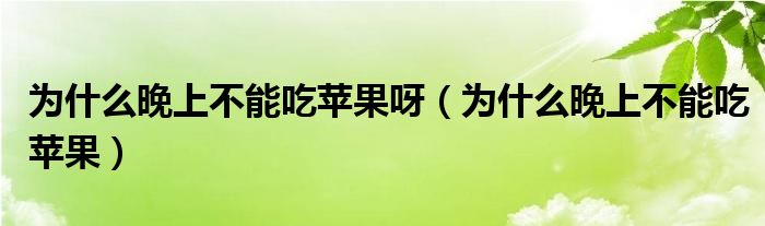 为什么晚上不能吃苹果呀（为什么晚上不能吃苹果）