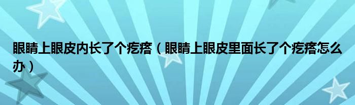 眼睛上眼皮内长了个疙瘩（眼睛上眼皮里面长了个疙瘩怎么办）