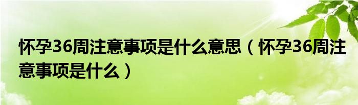 怀孕36周注意事项是什么意思（怀孕36周注意事项是什么）