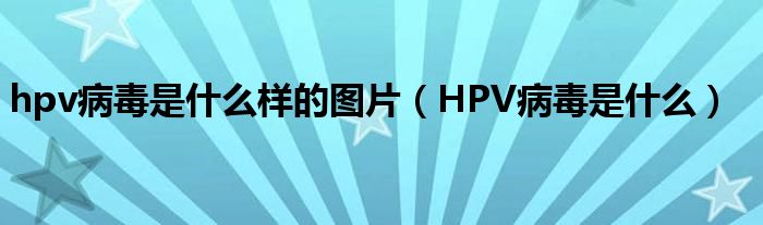 hpv病毒是什么样的图片（HPV病毒是什么）