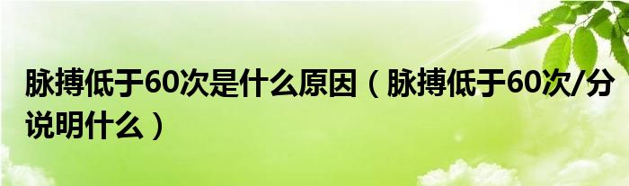 脉搏低于60次是什么原因（脉搏低于60次/分说明什么）