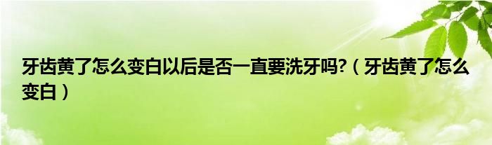 牙齿黄了怎么变白以后是否一直要洗牙吗?（牙齿黄了怎么变白）