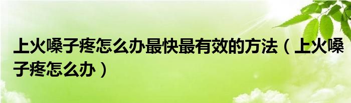 上火嗓子疼怎么办最快最有效的方法（上火嗓子疼怎么办）