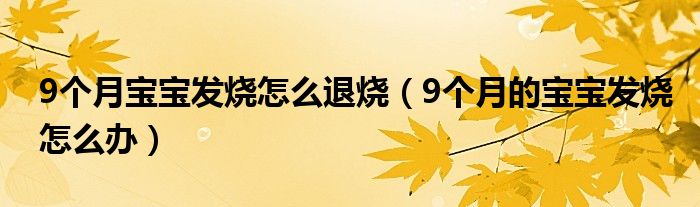 9个月宝宝发烧怎么退烧（9个月的宝宝发烧怎么办）