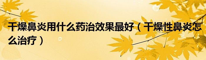 干燥鼻炎用什么药治效果最好（干燥性鼻炎怎么治疗）