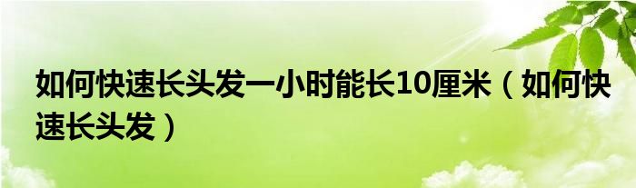 如何快速长头发一小时能长10厘米（如何快速长头发）