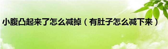 小腹凸起来了怎么减掉（有肚子怎么减下来）