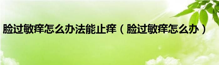 脸过敏痒怎么办法能止痒（脸过敏痒怎么办）