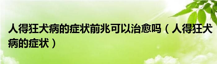 人得狂犬病的症状前兆可以治愈吗（人得狂犬病的症状）