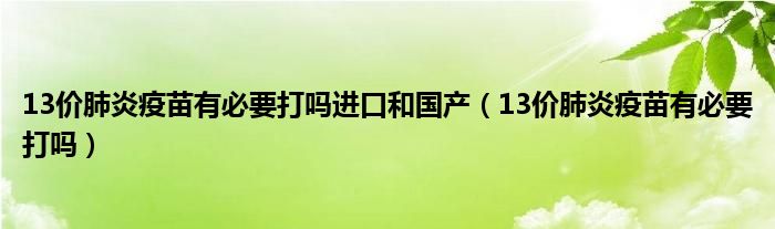 13价肺炎疫苗有必要打吗进口和国产（13价肺炎疫苗有必要打吗）