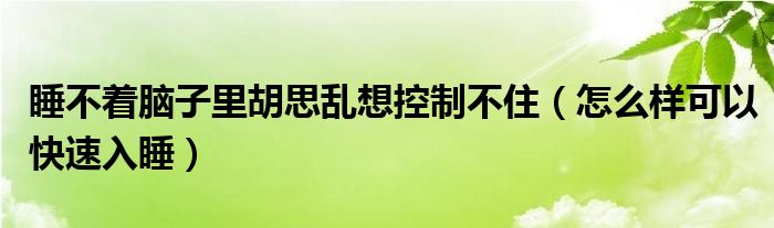 睡不着脑子里胡思乱想控制不住（怎么样可以快速入睡）