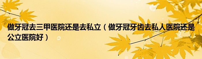 做牙冠去三甲医院还是去私立（做牙冠牙齿去私人医院还是公立医院好）