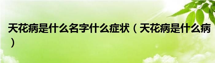 天花病是什么名字什么症状（天花病是什么病）