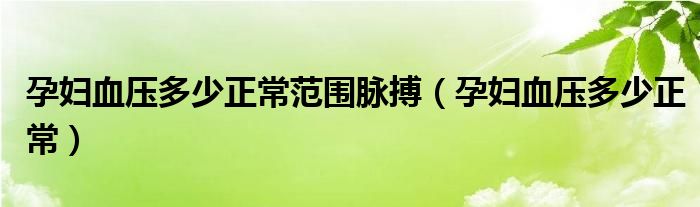 孕妇血压多少正常范围脉搏（孕妇血压多少正常）