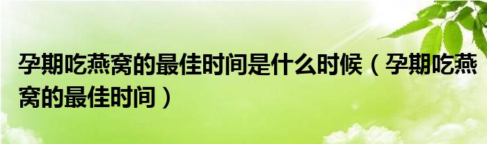 孕期吃燕窝的最佳时间是什么时候（孕期吃燕窝的最佳时间）