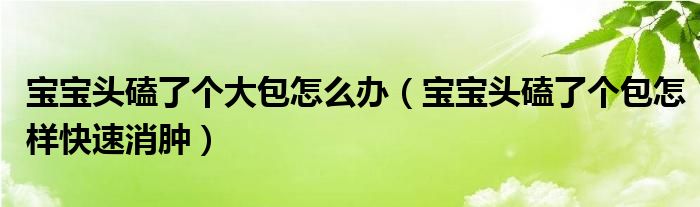 宝宝头磕了个大包怎么办（宝宝头磕了个包怎样快速消肿）