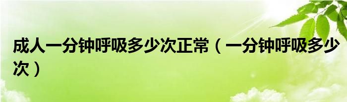 成人一分钟呼吸多少次正常（一分钟呼吸多少次）