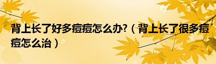 背上长了好多痘痘怎么办?（背上长了很多痘痘怎么治）