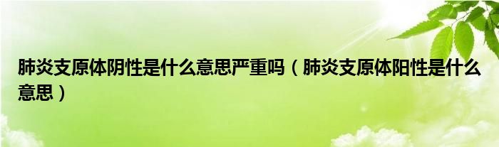 肺炎支原体阴性是什么意思严重吗（肺炎支原体阳性是什么意思）