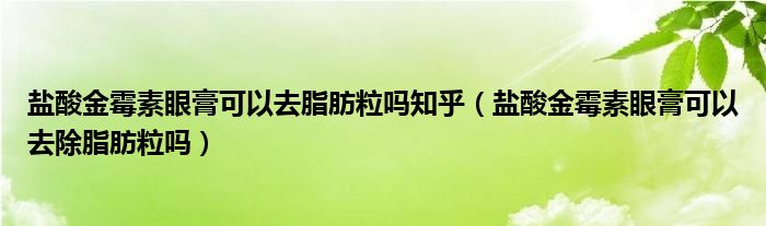 盐酸金霉素眼膏可以去脂肪粒吗知乎（盐酸金霉素眼膏可以去除脂肪粒吗）