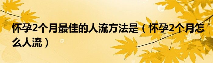 怀孕2个月最佳的人流方法是（怀孕2个月怎么人流）