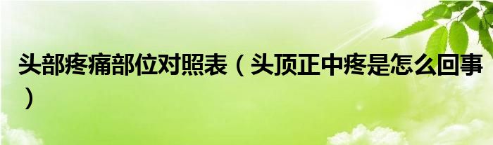 头部疼痛部位对照表（头顶正中疼是怎么回事）