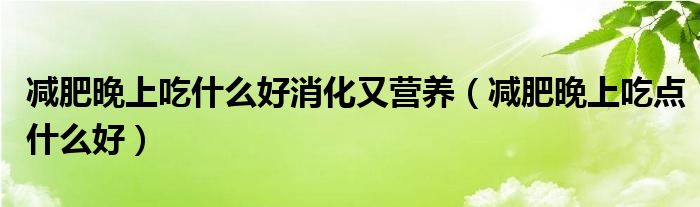 减肥晚上吃什么好消化又营养（减肥晚上吃点什么好）