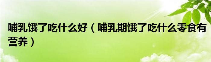 哺乳饿了吃什么好（哺乳期饿了吃什么零食有营养）