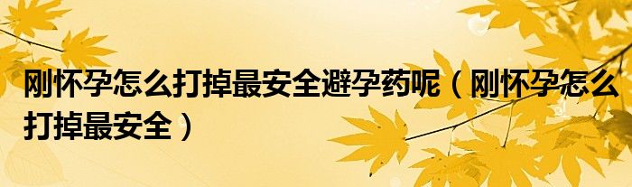 刚怀孕怎么打掉最安全避孕药呢（刚怀孕怎么打掉最安全）