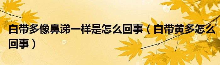 白带多像鼻涕一样是怎么回事（白带黄多怎么回事）