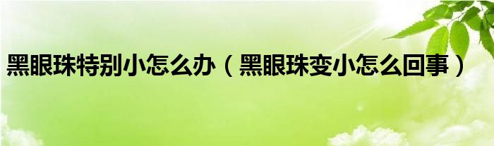 黑眼珠特别小怎么办（黑眼珠变小怎么回事）