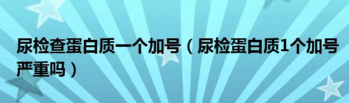 尿检查蛋白质一个加号（尿检蛋白质1个加号严重吗）