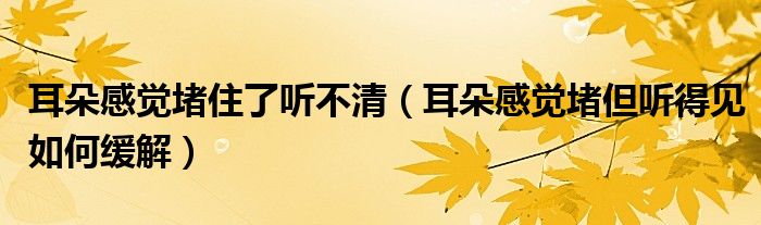 耳朵感觉堵住了听不清（耳朵感觉堵但听得见如何缓解）