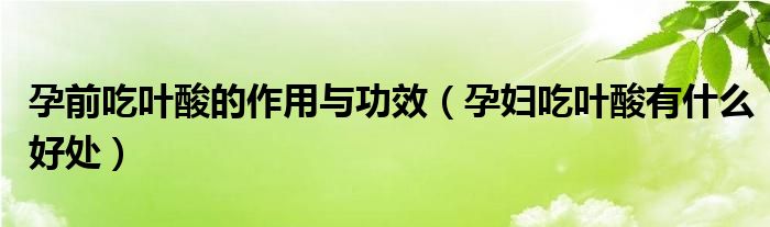 孕前吃叶酸的作用与功效（孕妇吃叶酸有什么好处）