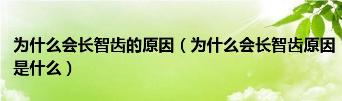 为什么会长智齿的原因（为什么会长智齿原因是什么）